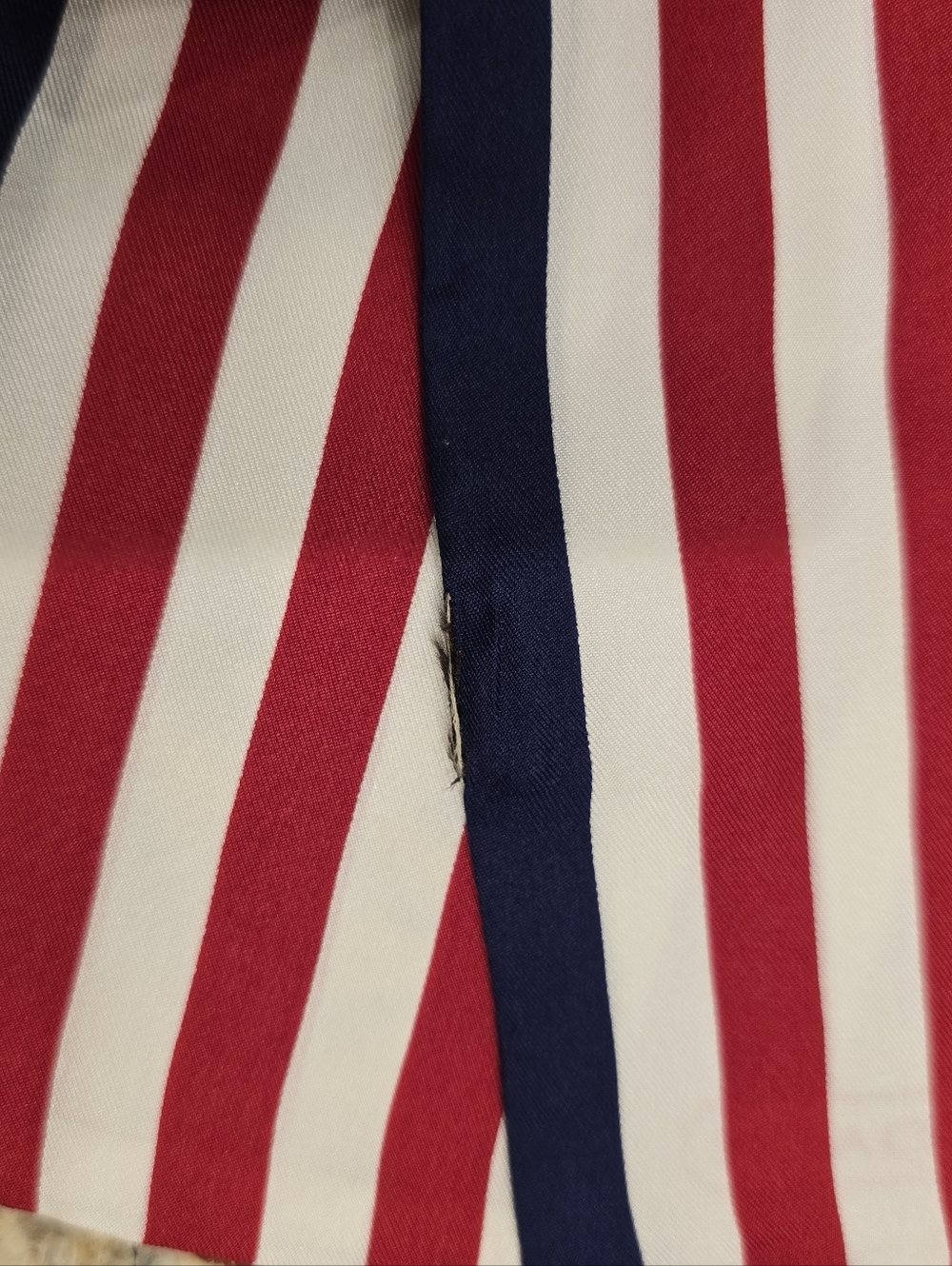 Coach 100% Silk Scarf Striped Red White Blue - Picture 6 of 7